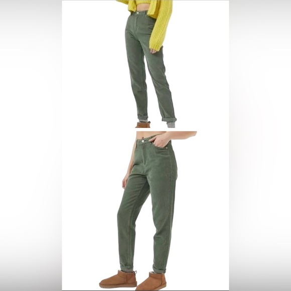 BDG Urban Outfitters green ribbed corduroy high rise mom pants 28 - Picture 1 of 3